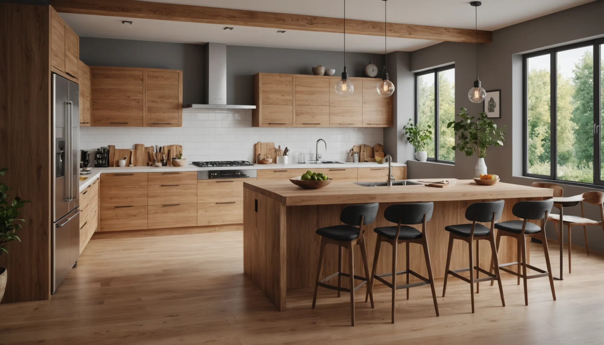 ilot central en bois pour cuisine
