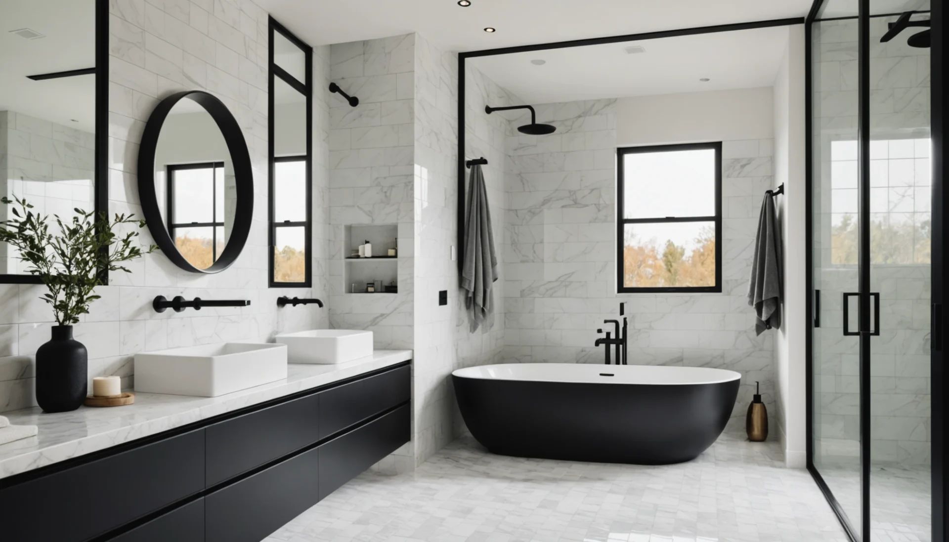 salle de bain avec robinetterie noire