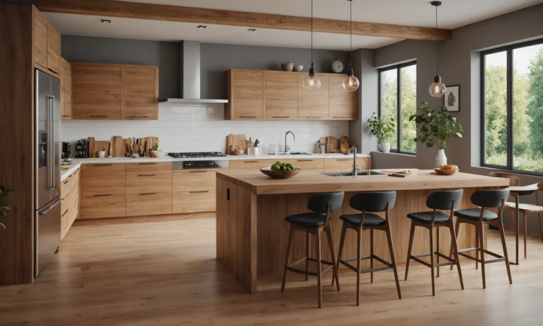 ilot central en bois pour cuisine